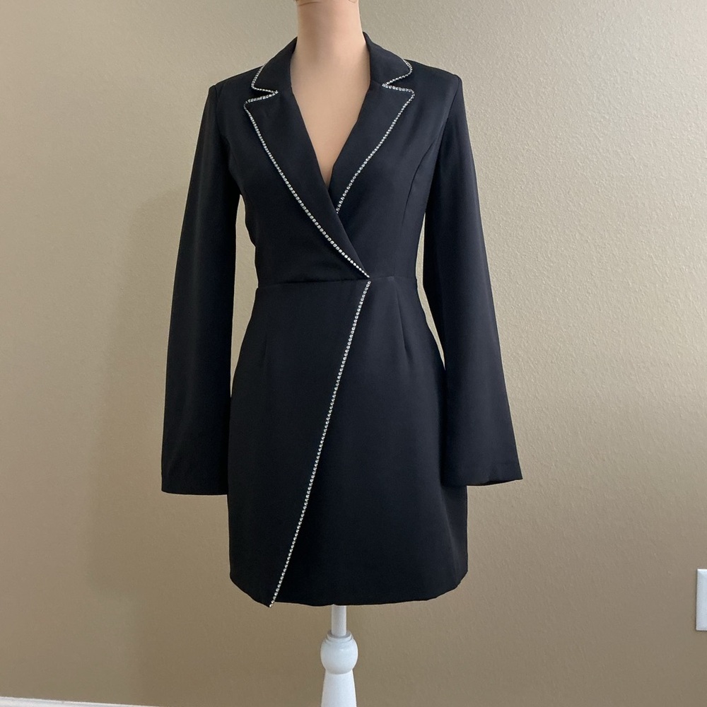 DO+BE Black Long Sleeve Dress with Crystal Trim